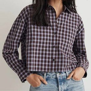Madewell | Plaid Signature Poplin Crop Shirt Purple Brown